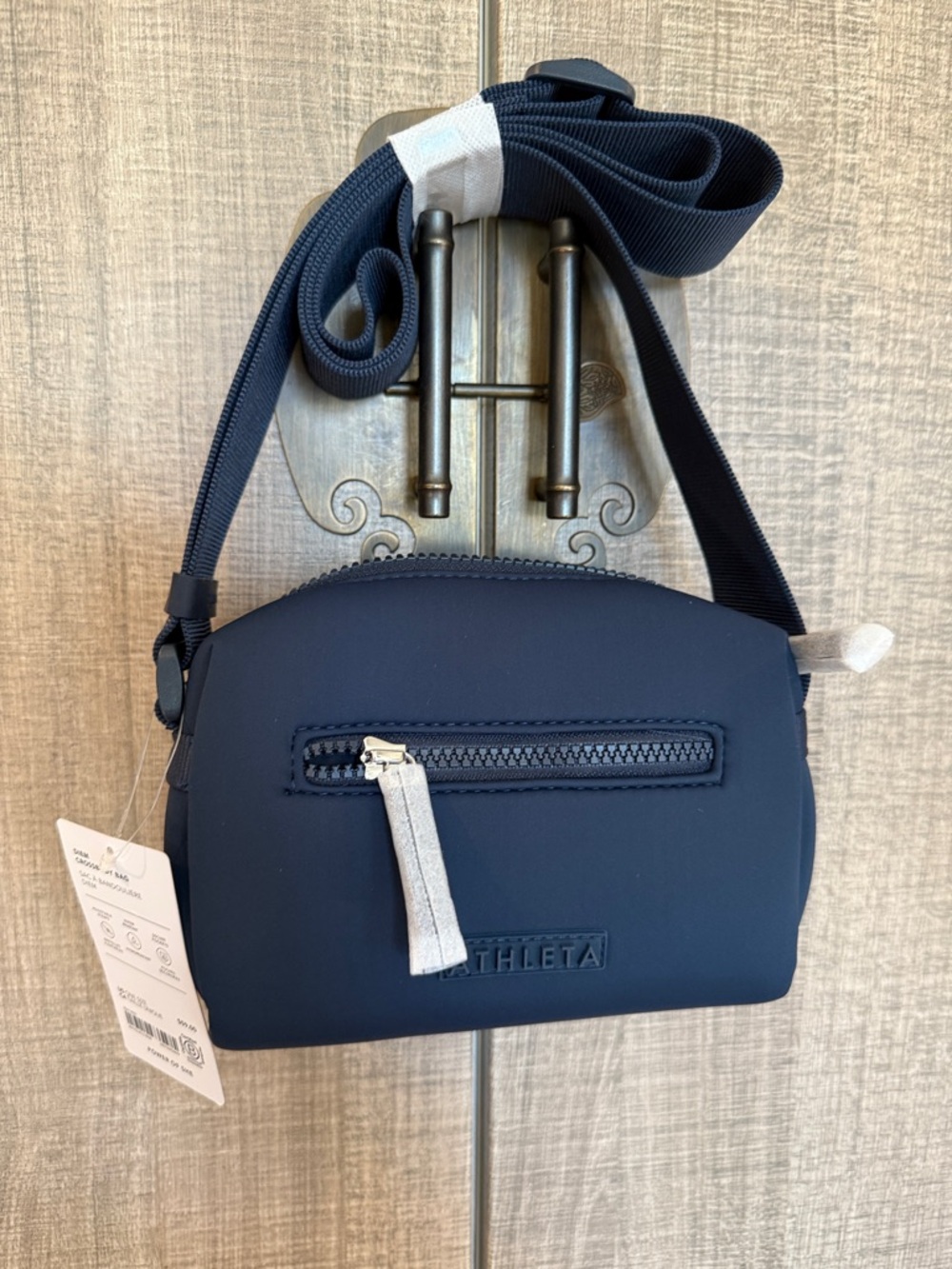Athleta Navy Crossbody Pouch with Silver Zipper Pull
